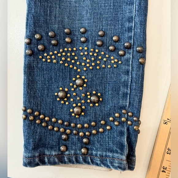 Flavio Castellani Blue Embellished Jeans size 8 - Picture 6 of 8